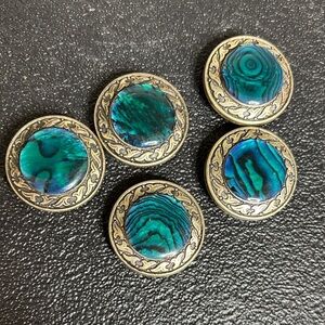 Vintage Style Silver and Teal Button Covers